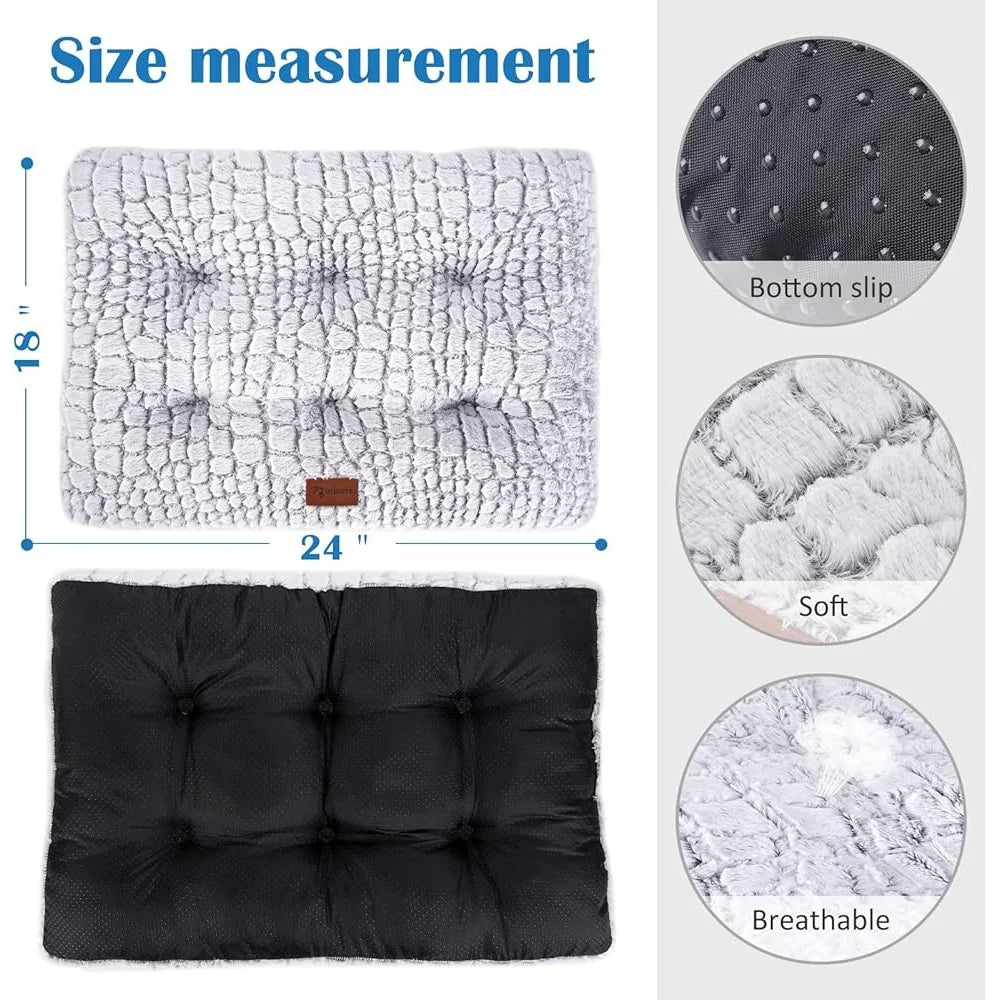 Soft Fluffy Dog Bed Crate Pad Non Skid Cushion Mat for Small Pets Durable Puppy Sleeping Mat 24x18 Inch