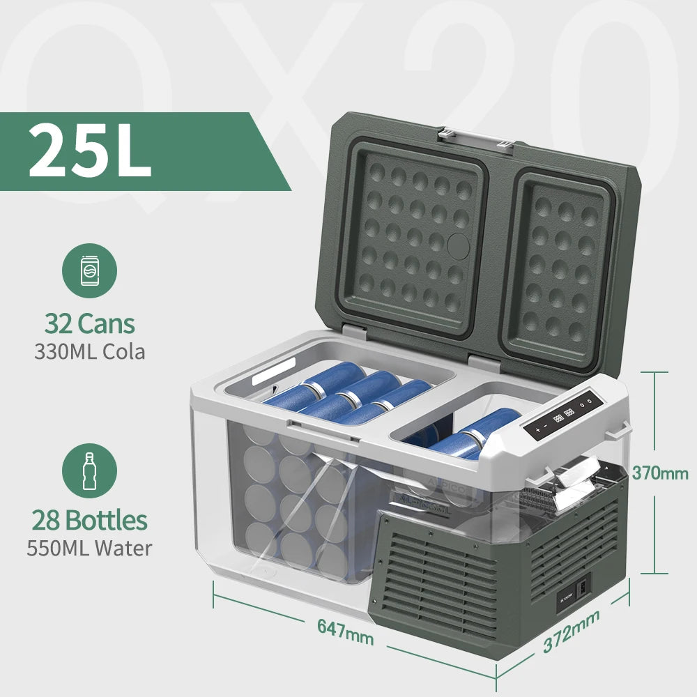 Alpicool QX Portable Refrigerator 25L 30L 40L 12V 24V DC 100-240V AC Fridge Freezer Dual Zone Compressor Cooler for Camping