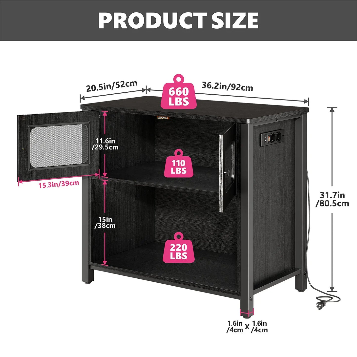 Aquarium Stand with Cabinet Storage for 40 to 50 Gallon Fish Tanks and Reptile Tanks Adjustable Feet and Anti-Tilt Device