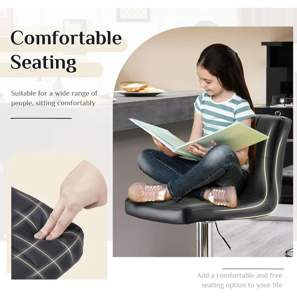 Set Of 4 24 Inch Upholstered Bar Stools PU Leather