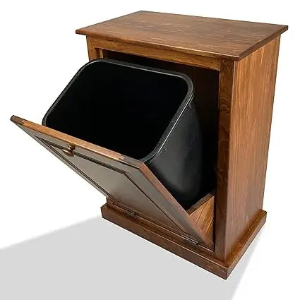 Tilt Out Trash Cabinet - Wooden Pull Out Cabinet, Decorative Trash Bin for Kitchen, Bedroom, & Home Patio, Tilt Out Laundry Ham