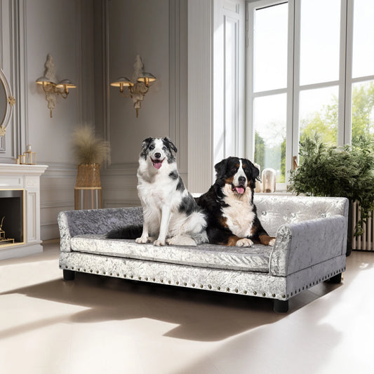 Dutch Velvet Pet Lounge Chair With Solid Wood Legs