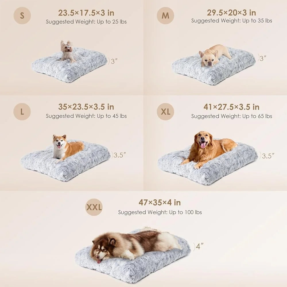 Extra Large Plush Dog Bed Soft Faux Fur Washable Anti Anxiety Crate Pad Non Slip Comfortable Pet Mat