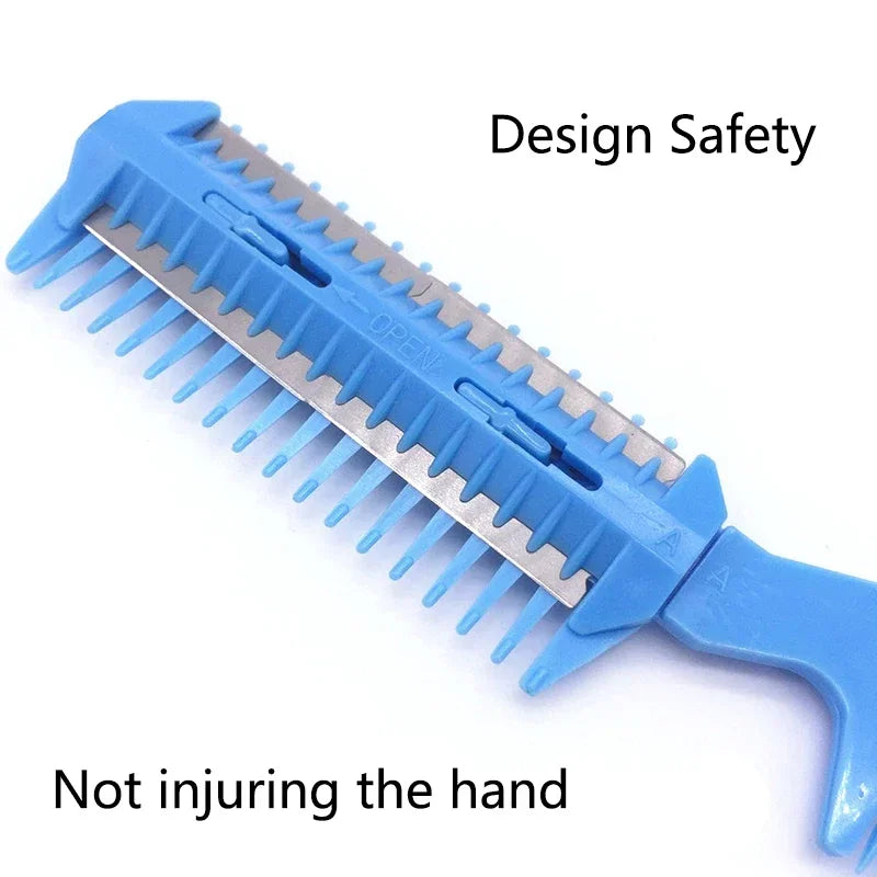 Razor Grooming Comb for Cats and Dogs with Stainless Steel Blades Thinning Hairbrush Pet Trimmer and Cutting Tool