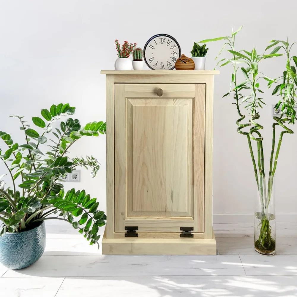 Tilt Out Trash Cabinet - Wooden Pull Out Cabinet, Decorative Trash Bin for Kitchen, Bedroom, & Home Patio, Tilt Out Laundry Ham