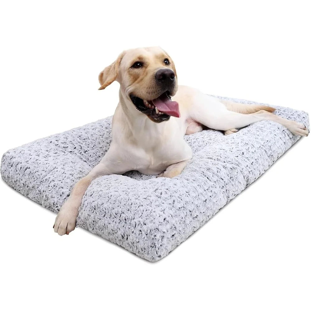 Washable Dog Bed Plush Anti Slip Crate Pad Durable Pet Mat for Large Medium Small Dogs Travel Friendly 35 Inch