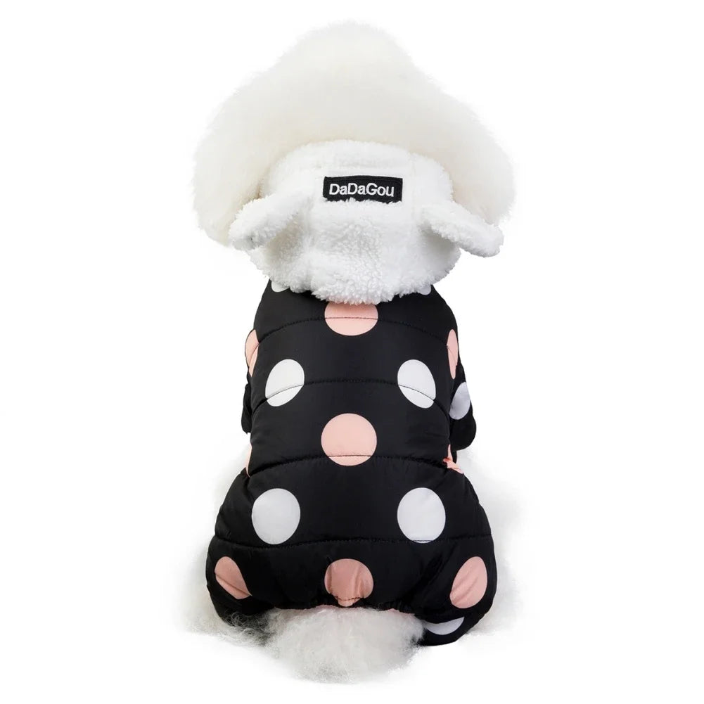 Winter Pet Hoodie Coat Cotton Clothes Dot Sweatshirt Super Warm Jumpsuit for Small Dogs Chihuahua Dog Jacket