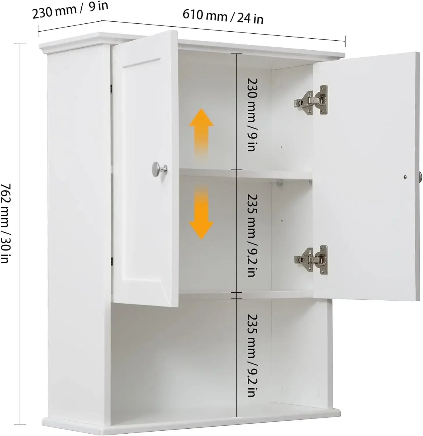 White Bathroom Wall Cabinet Over The Toilet Storage 24x30 Inch Wood Medicine Cabinet Wall Mounted