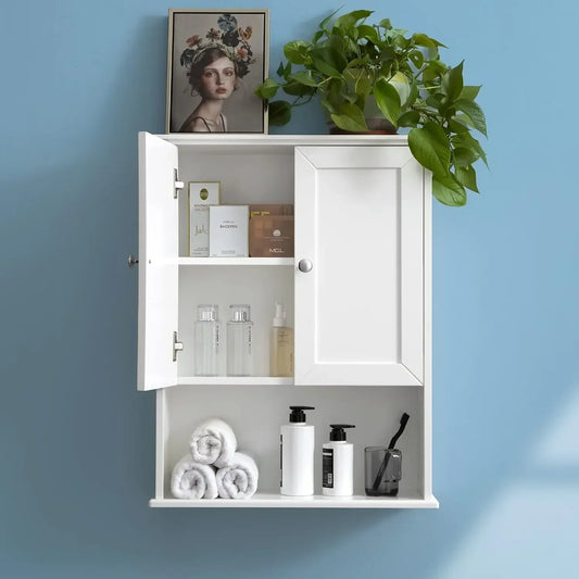 White Bathroom Wall Cabinet Over The Toilet Storage 24x30 Inch Wood Medicine Cabinet Wall Mounted