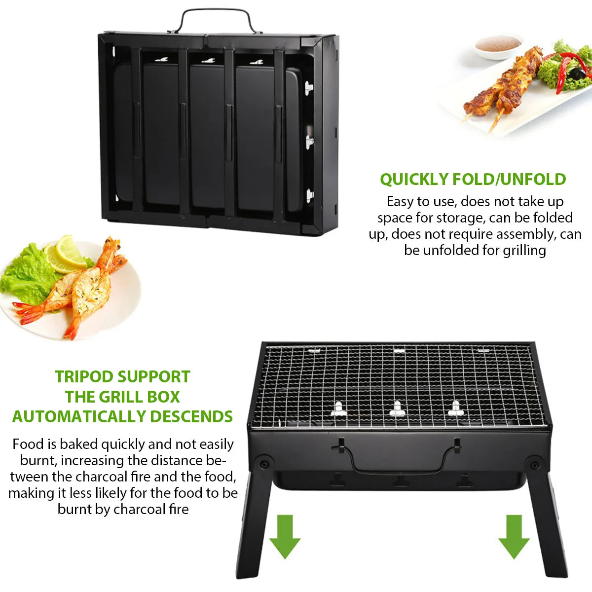 Portable Charcoal BBQ Grill Stainless Steel Mini Tool Kit