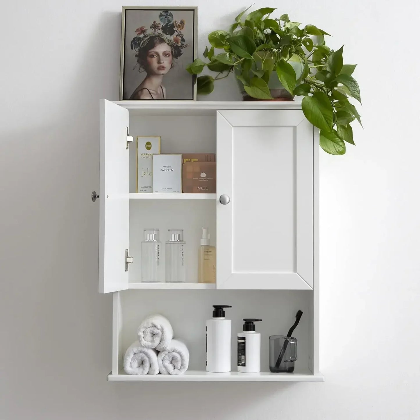 White Bathroom Wall Cabinet Over The Toilet Storage 24x30 Inch Wood Medicine Cabinet Wall Mounted