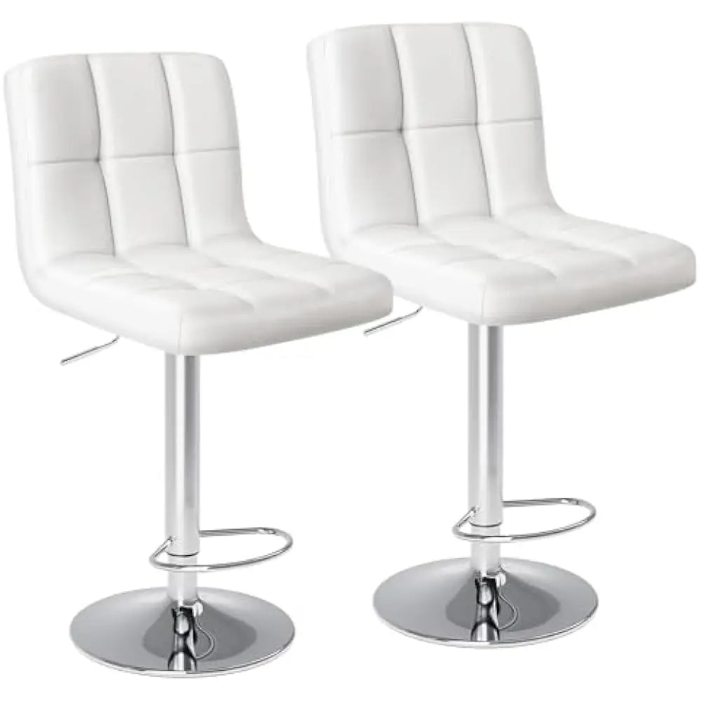 Set Of 4 24 Inch Upholstered Bar Stools PU Leather