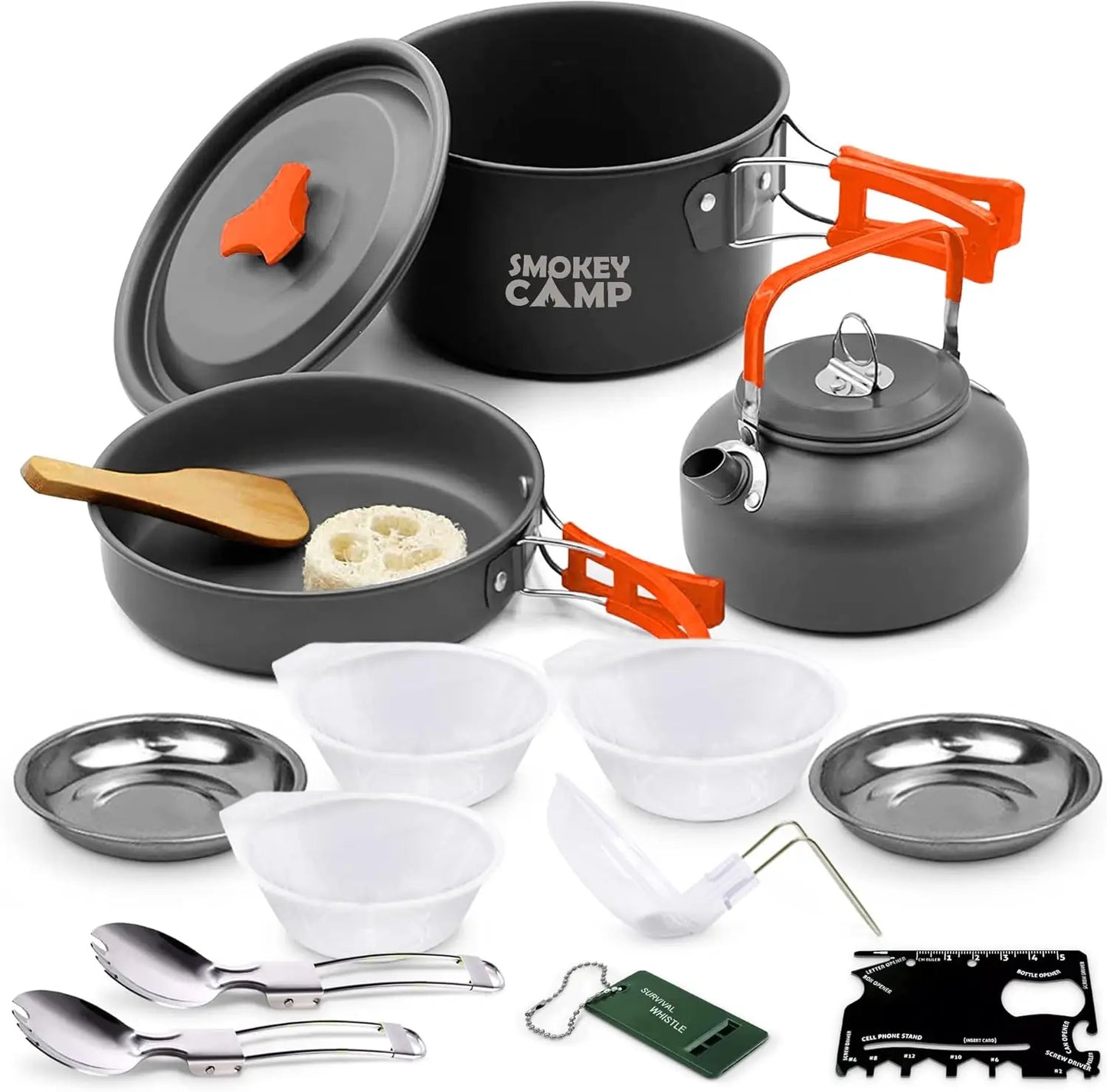 Backpacking Mess Kit Cookware With Stove All In One Nonstick