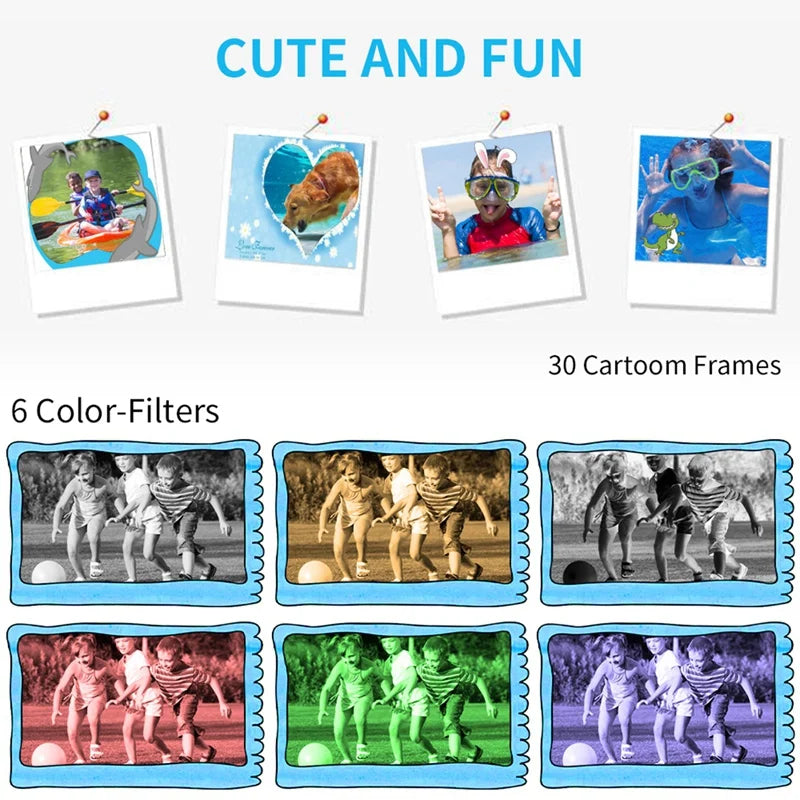 Children's Waterproof Camera 1080P Mini Selfie Digital Toy with 32G Video Camcorder for Kids Birthday Gift Easy to Use