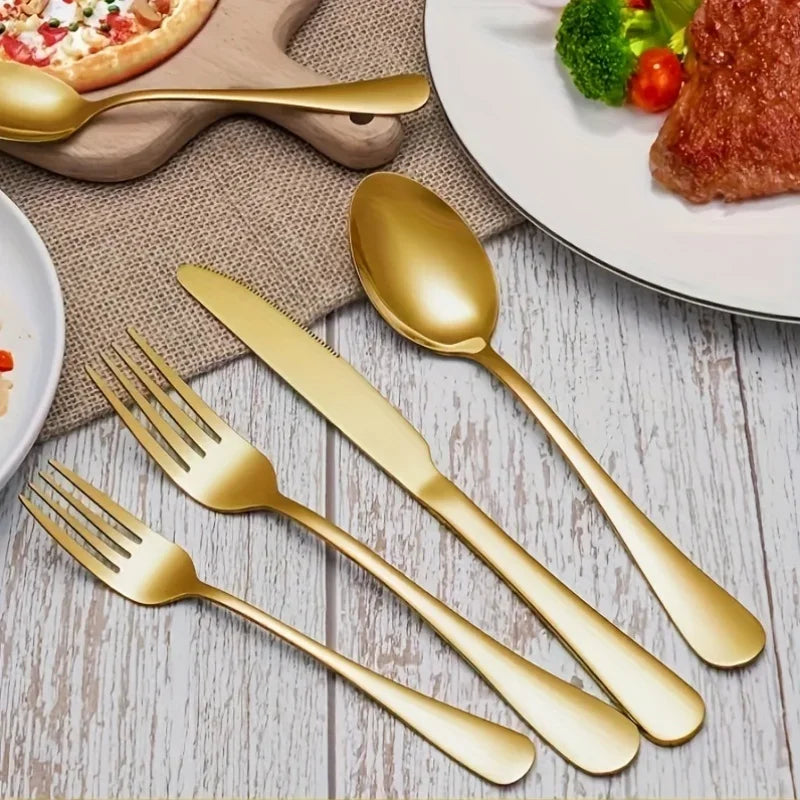 30/60-Piece Luxury Golden Flatware Set Stainless Steel Cutlery