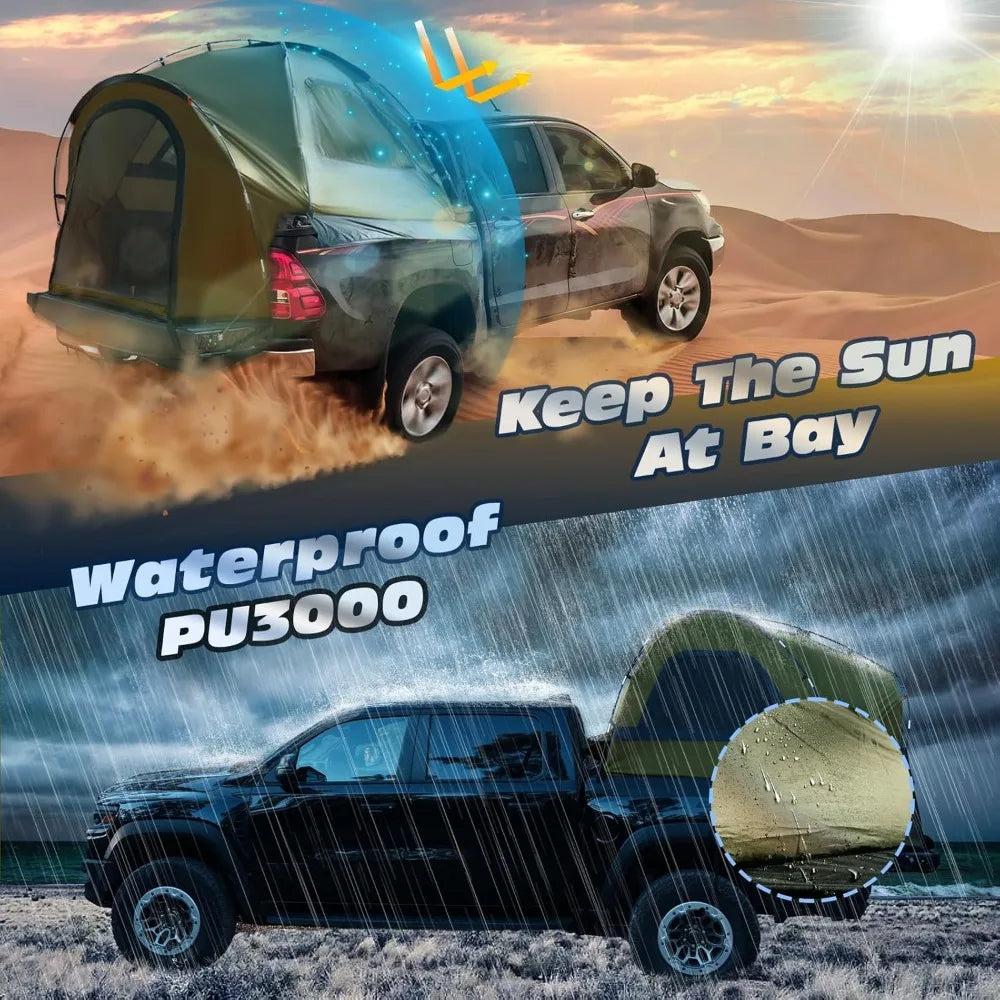 Waterproof Truck Tent For Pickup Bed 3000mm PU 2 To 3 Person