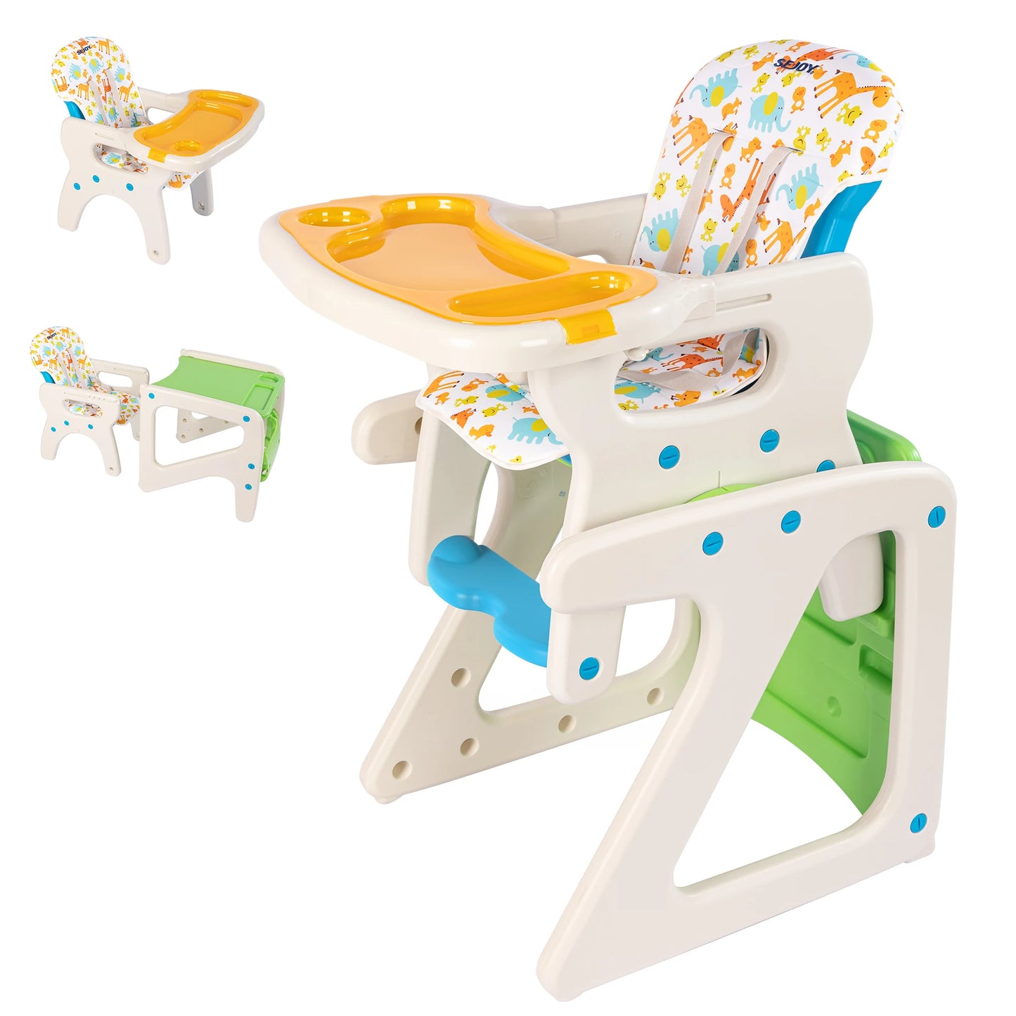 Sejoy High Chair for Baby Toddler Chair Highchairs with Adjustable Seat Back Detachable Seat Cushion for Baby Infants Toddlers