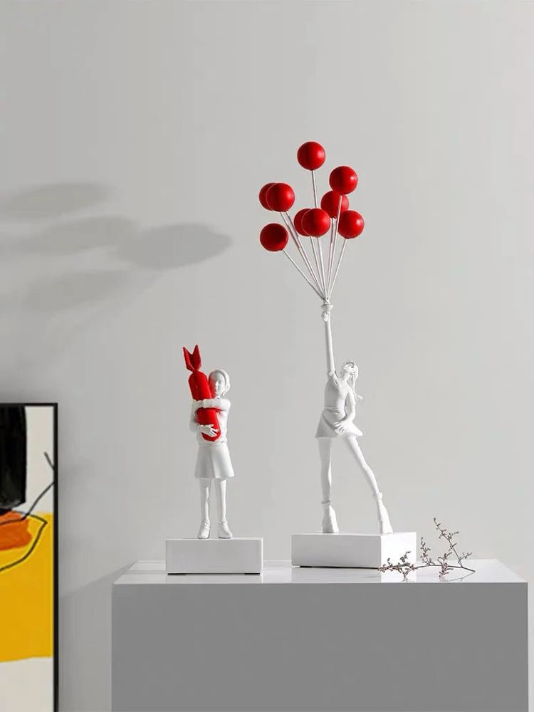 Art Balloon Girl Statues Banksy Flying Balloon Girl Sculpture
