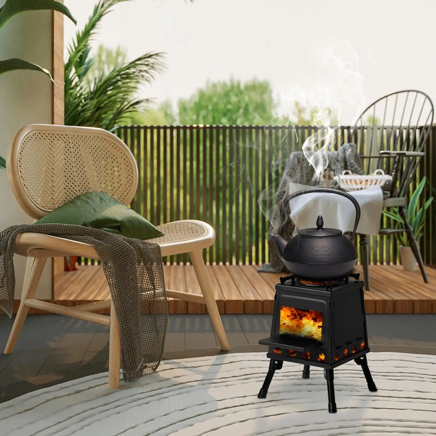 Compact 27x27x34cm Wooden Camping Stove Lightweight Portable Outdoor Cooking Gear
