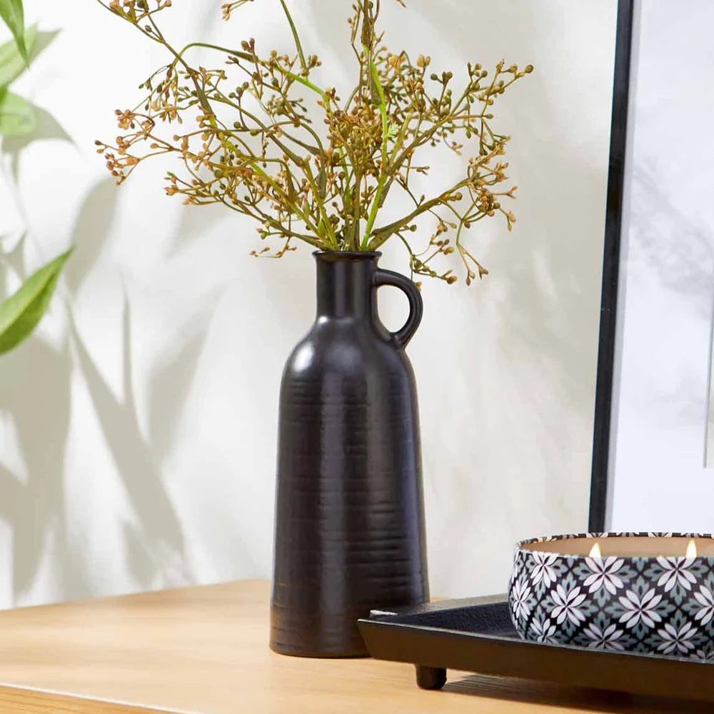 4 Pack 8 Inch Black Ceramic Jug Vases Centerpiece Set