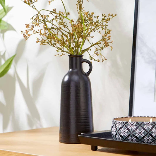 4 Pack 8 Inch Black Ceramic Jug Vases Centerpiece Set