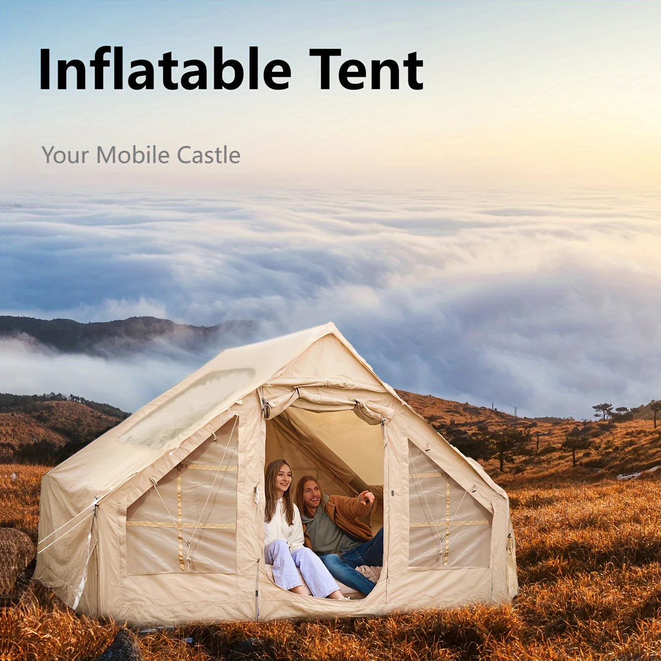 Inflatable Camping Tent Easy Setup Waterproof Windproof Outdoor Self-Supporting blow up tent portable house hiking