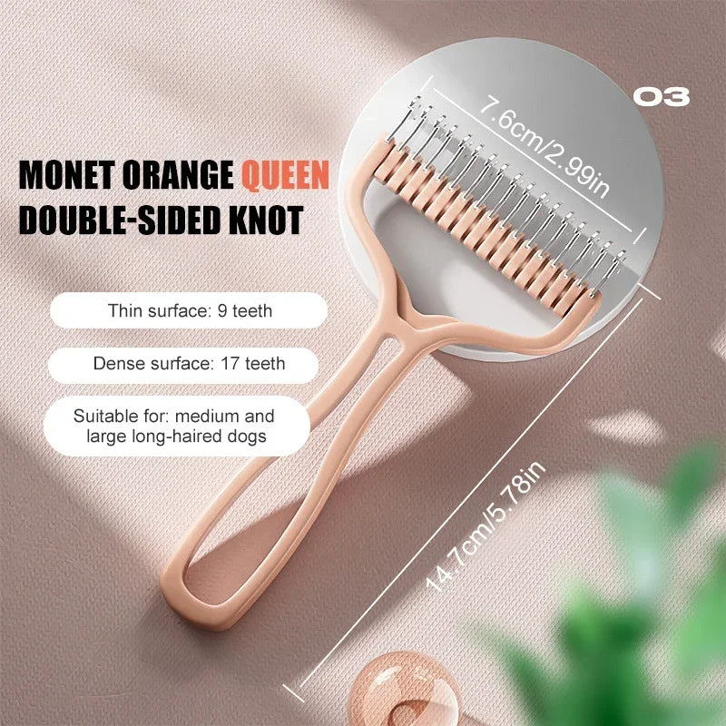 Pet Comb Knot Shedding Tools Double Sided Grooming Brush for Cat and Dog Fur Removal