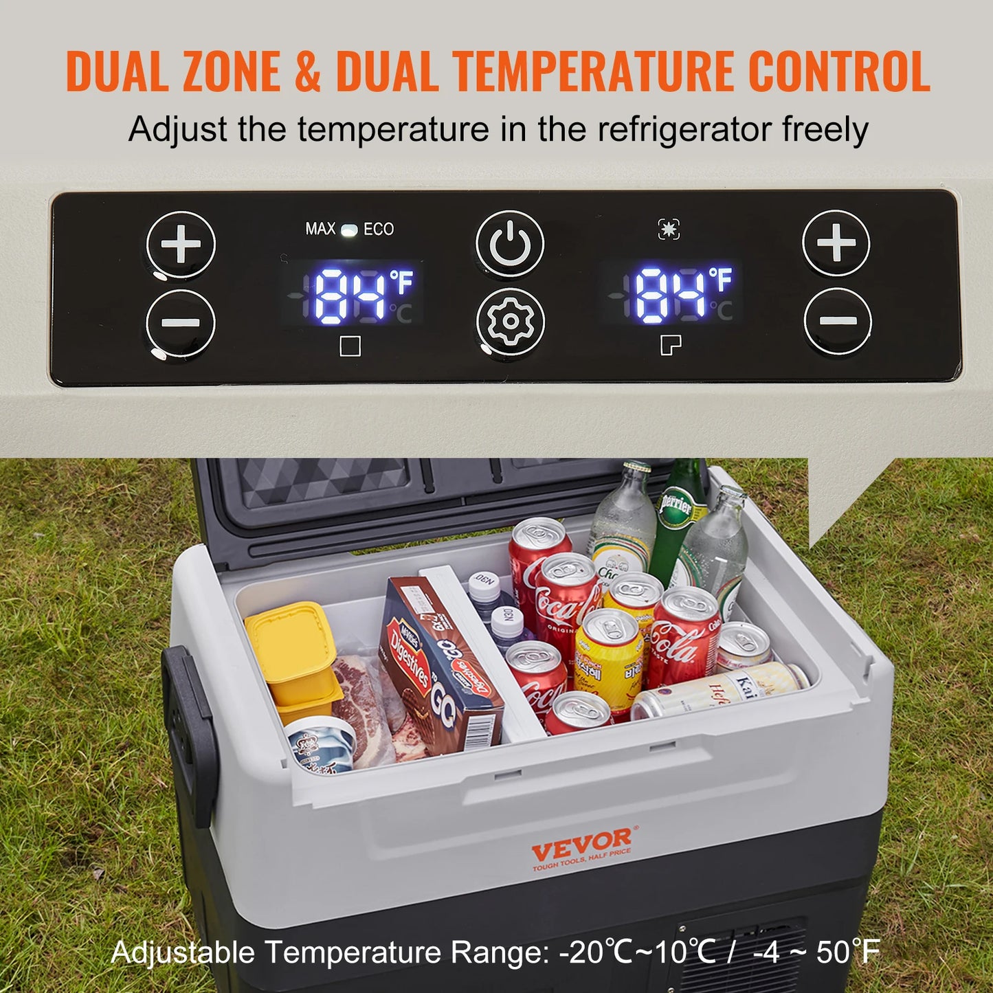 VEVOR Portable Foldable Handle Car Refrigerator 35L 45L 55L Compressor Freezer for Camping Picnics Travel