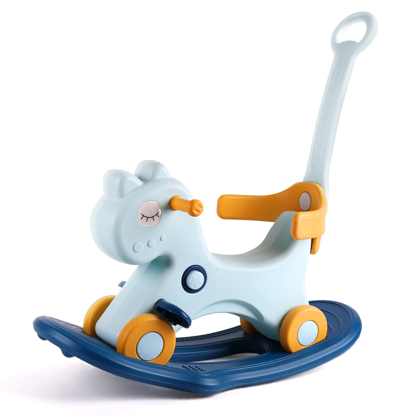 Rocking Horse, Child Safety Push Handle Rocker for Toddlers 1/2/3 Years Old Kids Ride-on Toy Birthday Gift Girl&Boy Swinging Toy