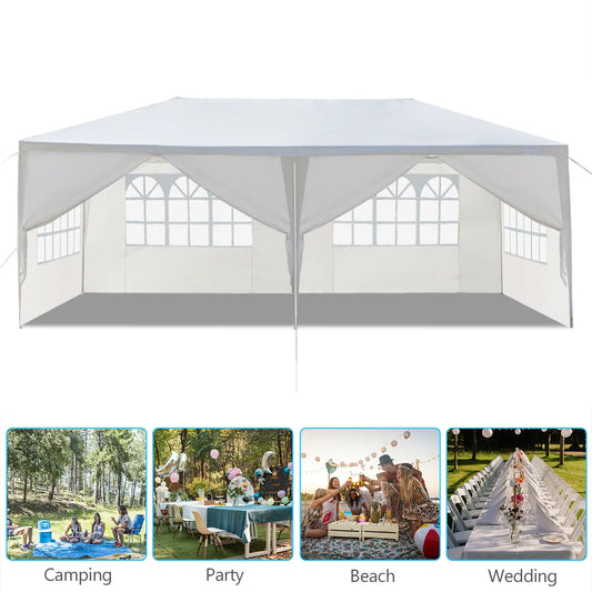 10x20 Outdoor Party Tent with 6 Removable Sidewalls Waterproof Canopy Patio Wedding Gazebo White