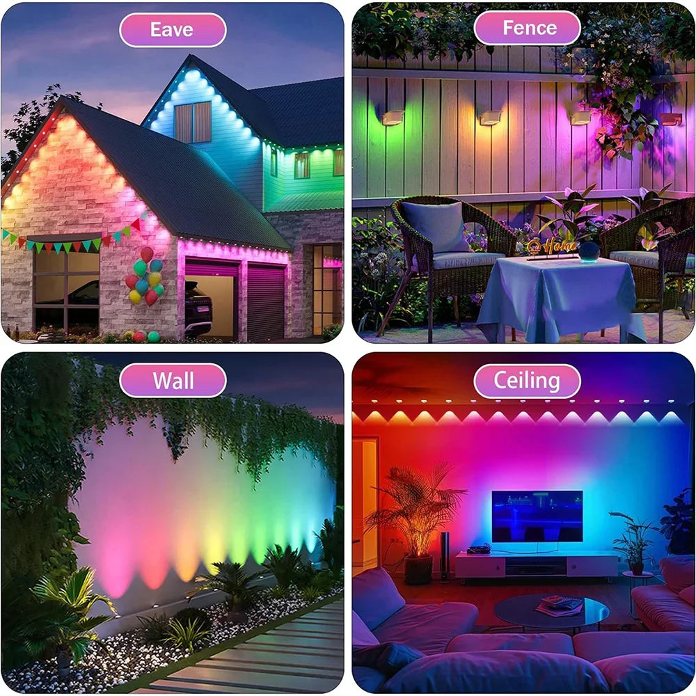Permanent Outdoor Smart RGBIC Eaves LED Lights for Christmas Holiday Decorations