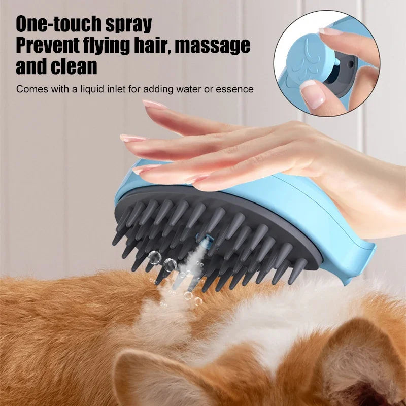 Electric Steamy Pet Brush Cat Massage Comb Whale Shape 3 in 1 Dog Grooming Hair Removal Brush