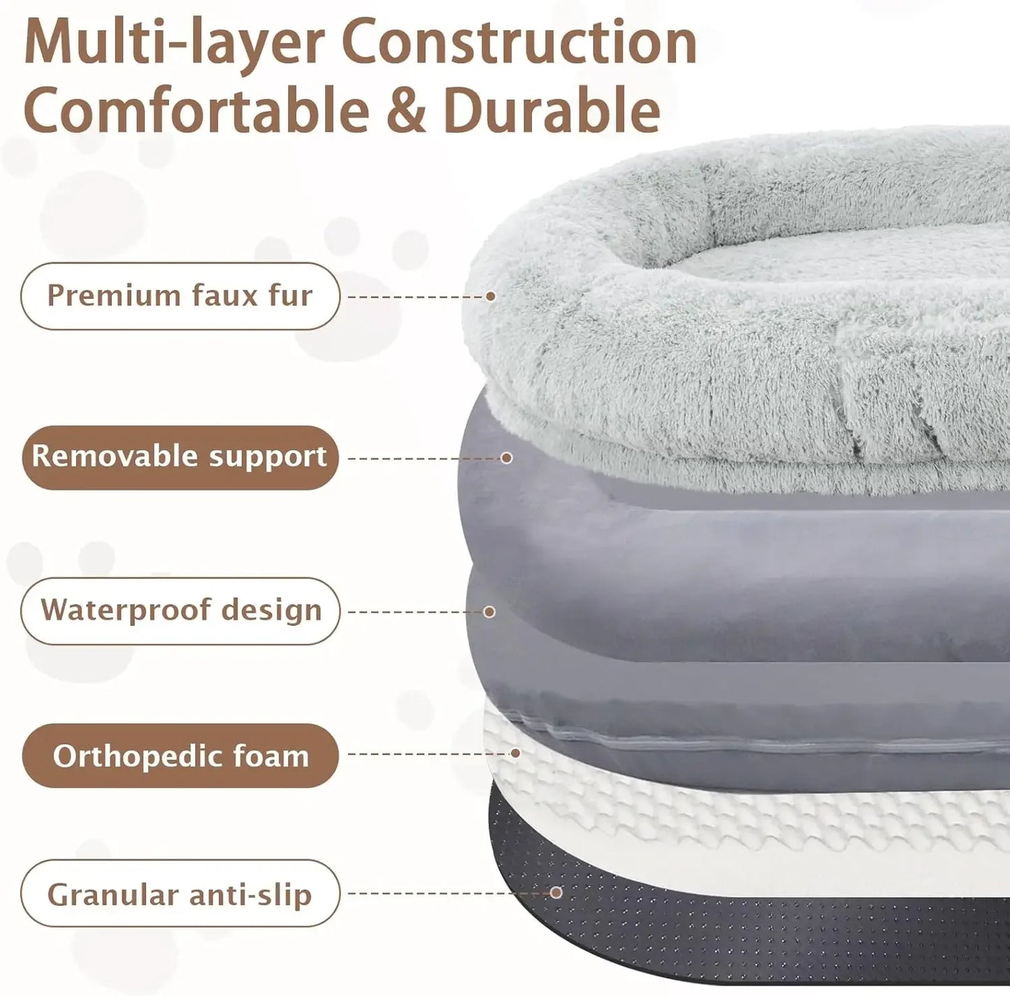 Human Dog Bed 71 Inch by 45 Inch by 12 Inch Washable Giant People Dog Bed with 10 CM Thick Memory Foam Large Oversize Dog Bed and Plump Pillow