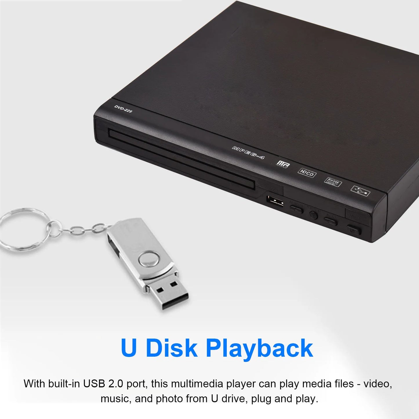 DVD CD Disc Player DVD-225 Home Multimedia Player AV Output
