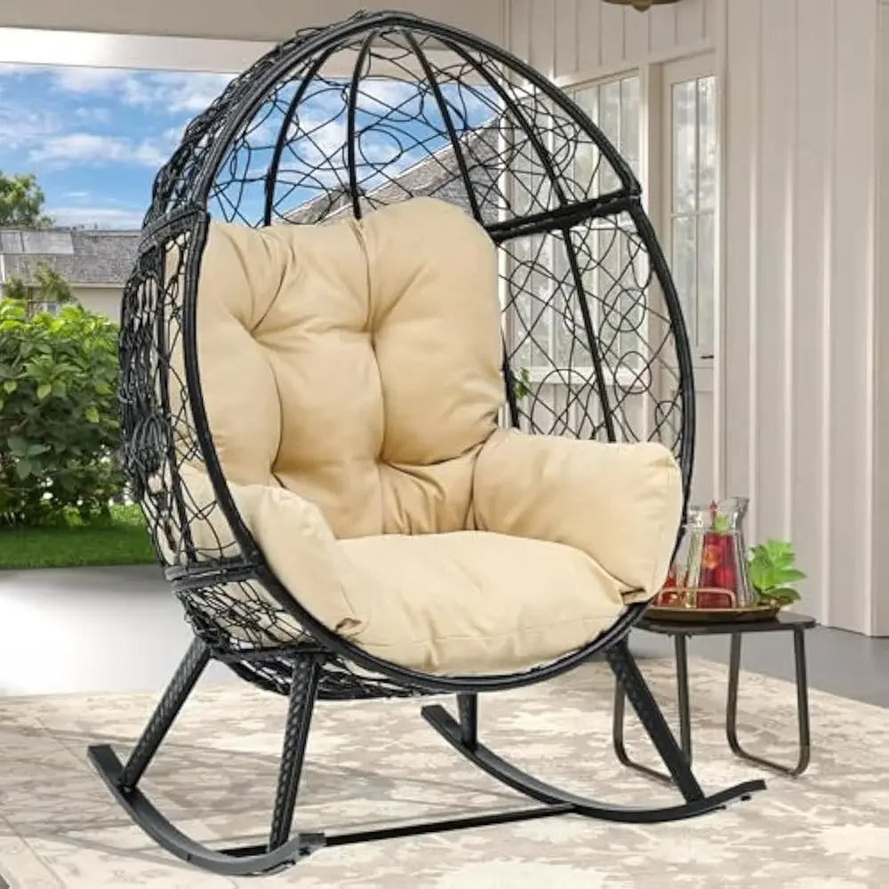 Wicker Rocking Egg Chair Rattan Indoor Outdoor Lounger Patio