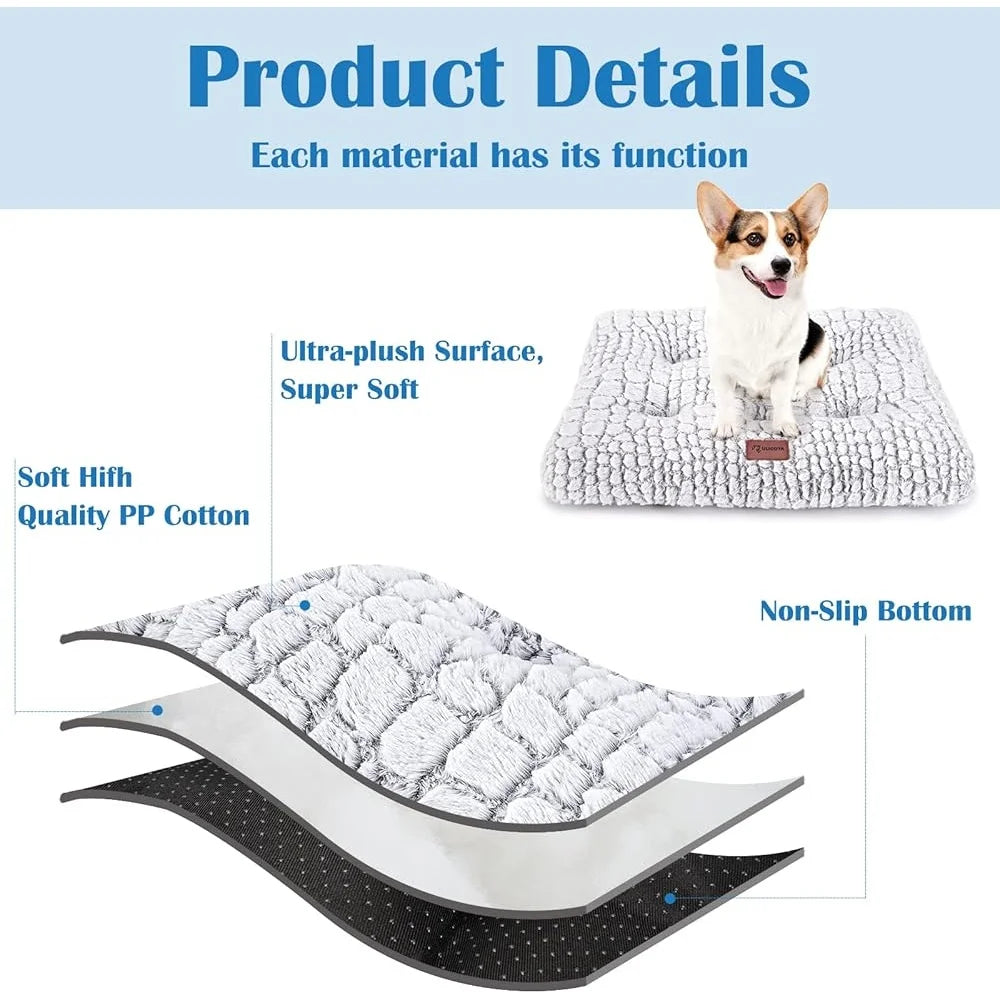 Soft Fluffy Dog Bed Crate Pad Non Skid Cushion Mat for Small Pets Durable Puppy Sleeping Mat 24x18 Inch